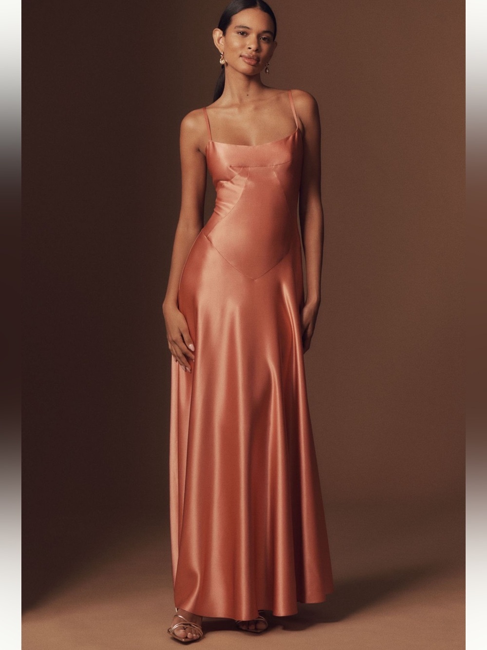 Anthropologie Mare Mare Emmy Satin Corset Maxi Dress in Sedona - Size Large